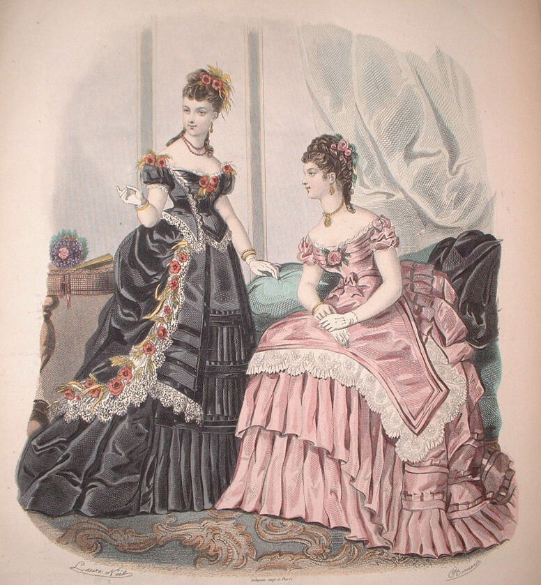 Бальные (или вечерние) платья, 1874 год.