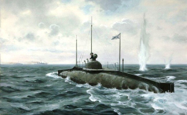 Русская подлодка «Сом» атакует японские миноносцы 29 мая 1905 года