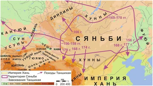 Сяньби и прилегающие территории во 2 веке.