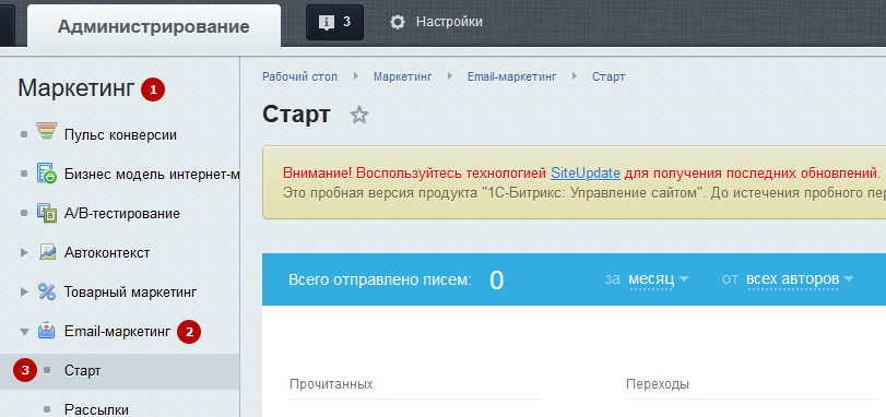 Bitrix отправка сообщения