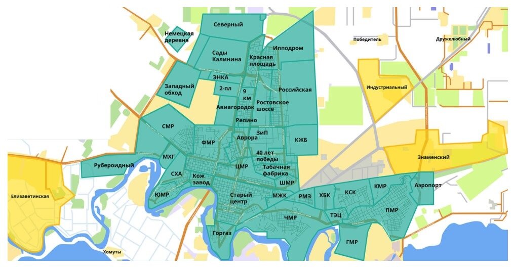 Карта краснодара с микрорайонами