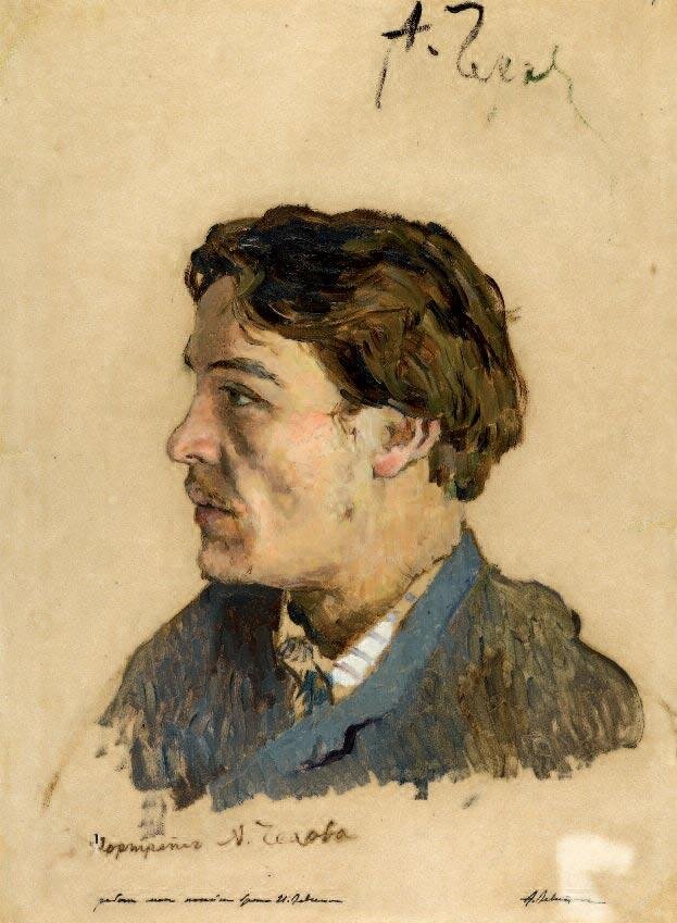 Портрет А.П.Чехова. 1885–1886. Этюд. Бумага на картоне, масло. 41,8 × 31. ГТГ