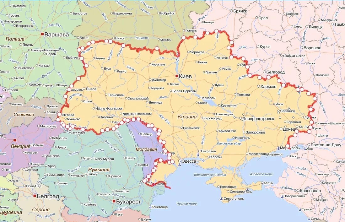 Карта с украиной и россией