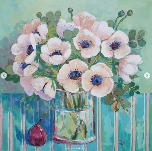 1. Работа Гульнары Даировой. "Анемоны". 2018 год. 50×50см, оргалит, масло. Фото из аккаунта художницы в Инстаграм @gulnara__dairova