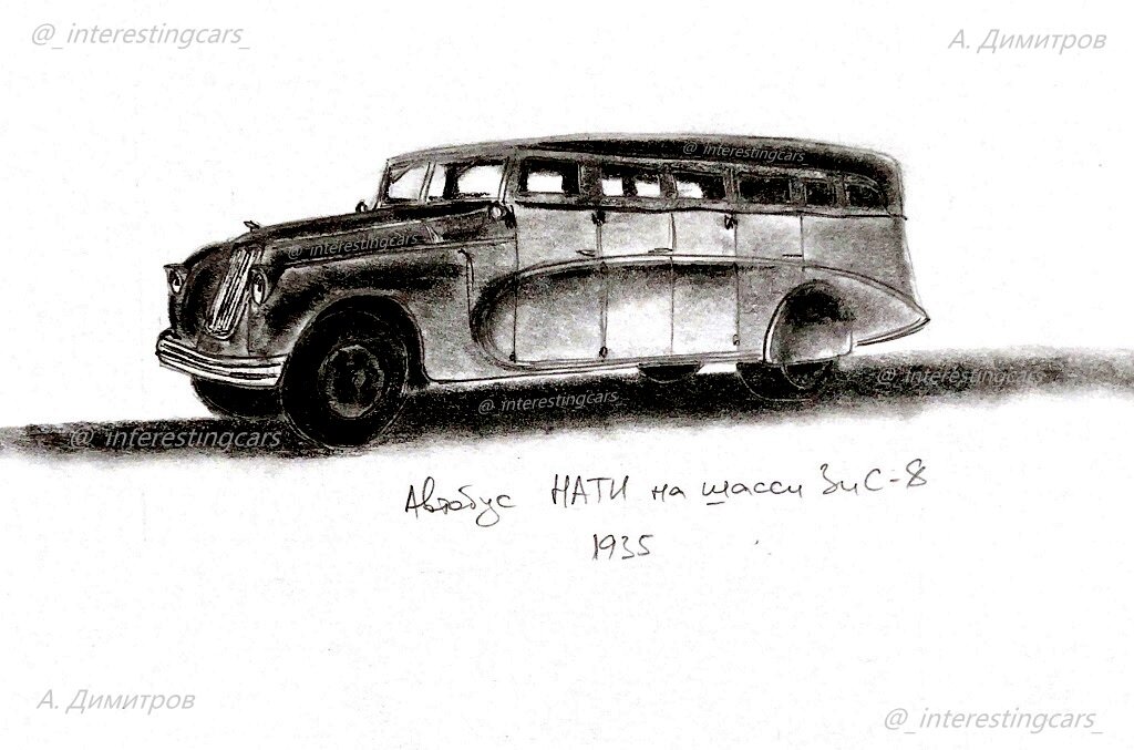Автобус НАТИ на шасси ЗиС-8 имел открытый кузов с мягким откидным верхом