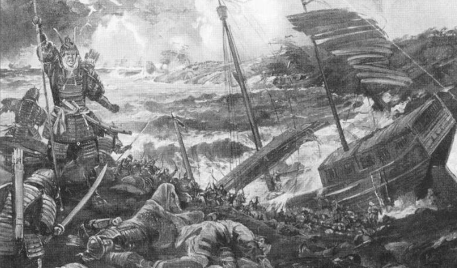 Классическая китайская морская джонка участвует в неудачной попытке монголов вторгнуться в Японию, 1281 г.