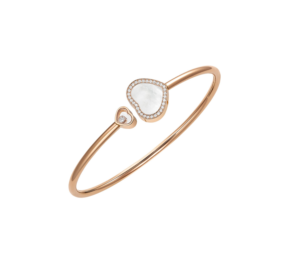 Браслет Chopard Happy Hearts из розового золота с перламутром и бриллиантами, один из которых подвижный