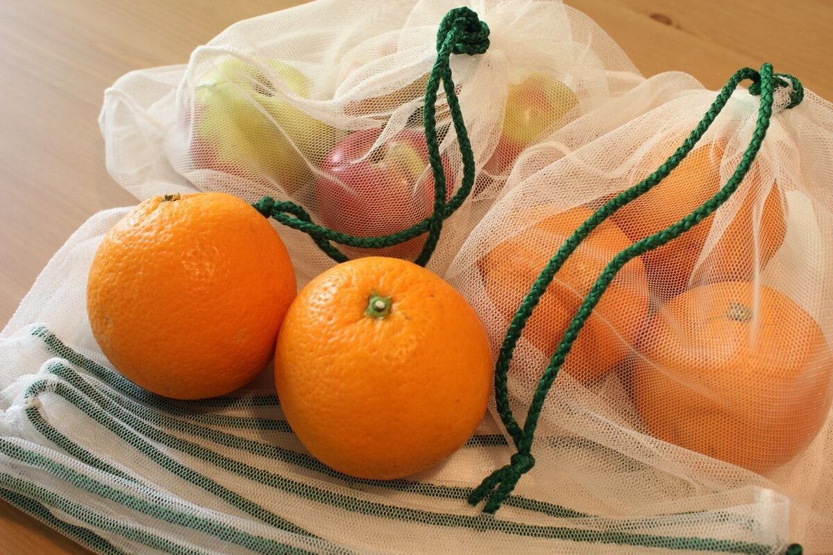 Набор (12 шт) многоразовых мешочков для покупок и хранения овощей и фруктов