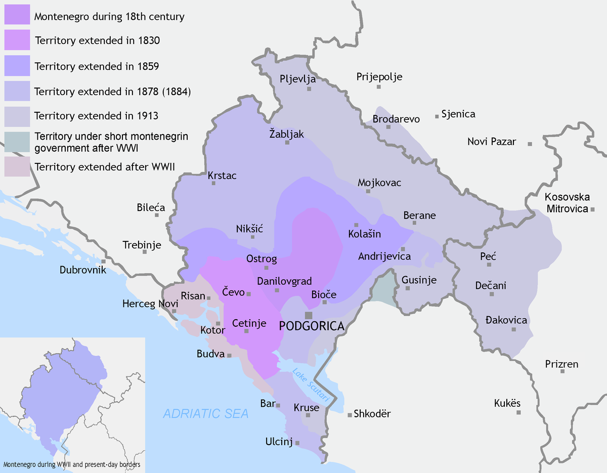 Карта переложена на современную. Внимание к выходу на Адриатику в 1878 