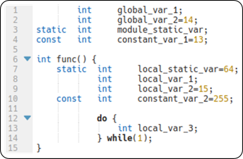 "Подопытный" фрагмент программы на С