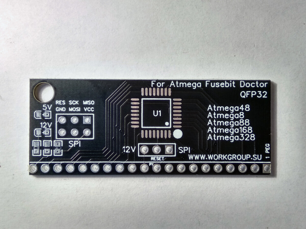 Переходник (адаптер) Atmega48/Atmega8/Atmega88/Atmega168/Atmega328 в корпусе QFP-32 для Atmega fusebit doctor.