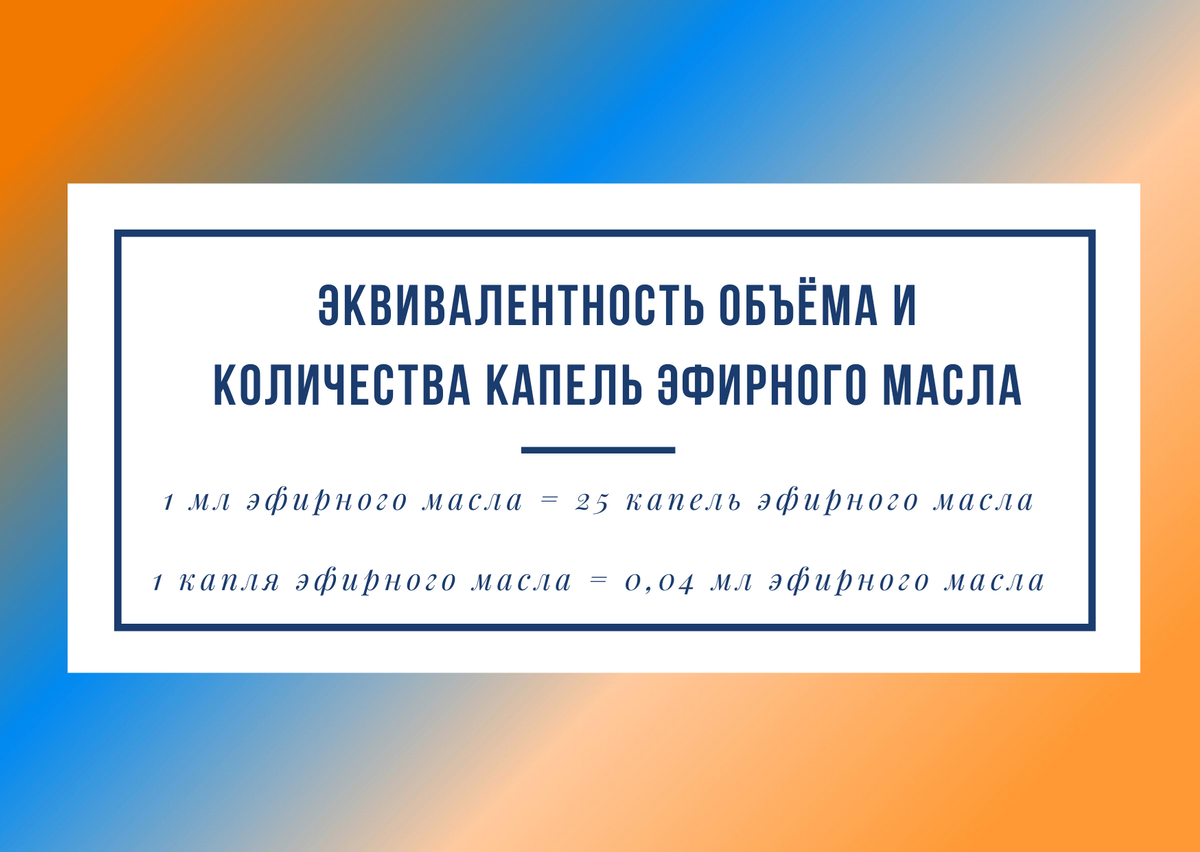 Эквивалентность объёма и количества капель эфирного масла