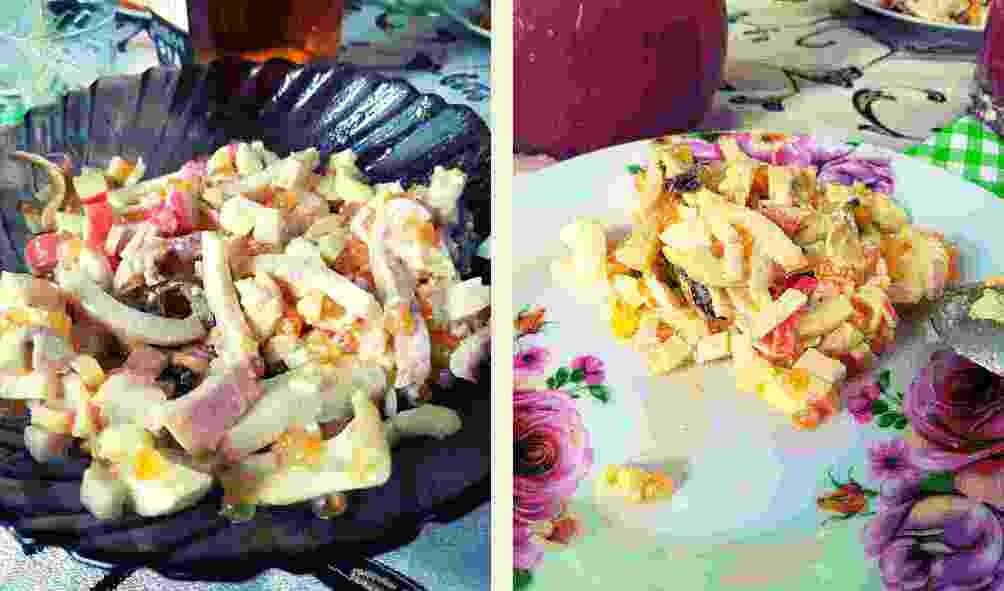 Салат из кальмаров с красной икрой