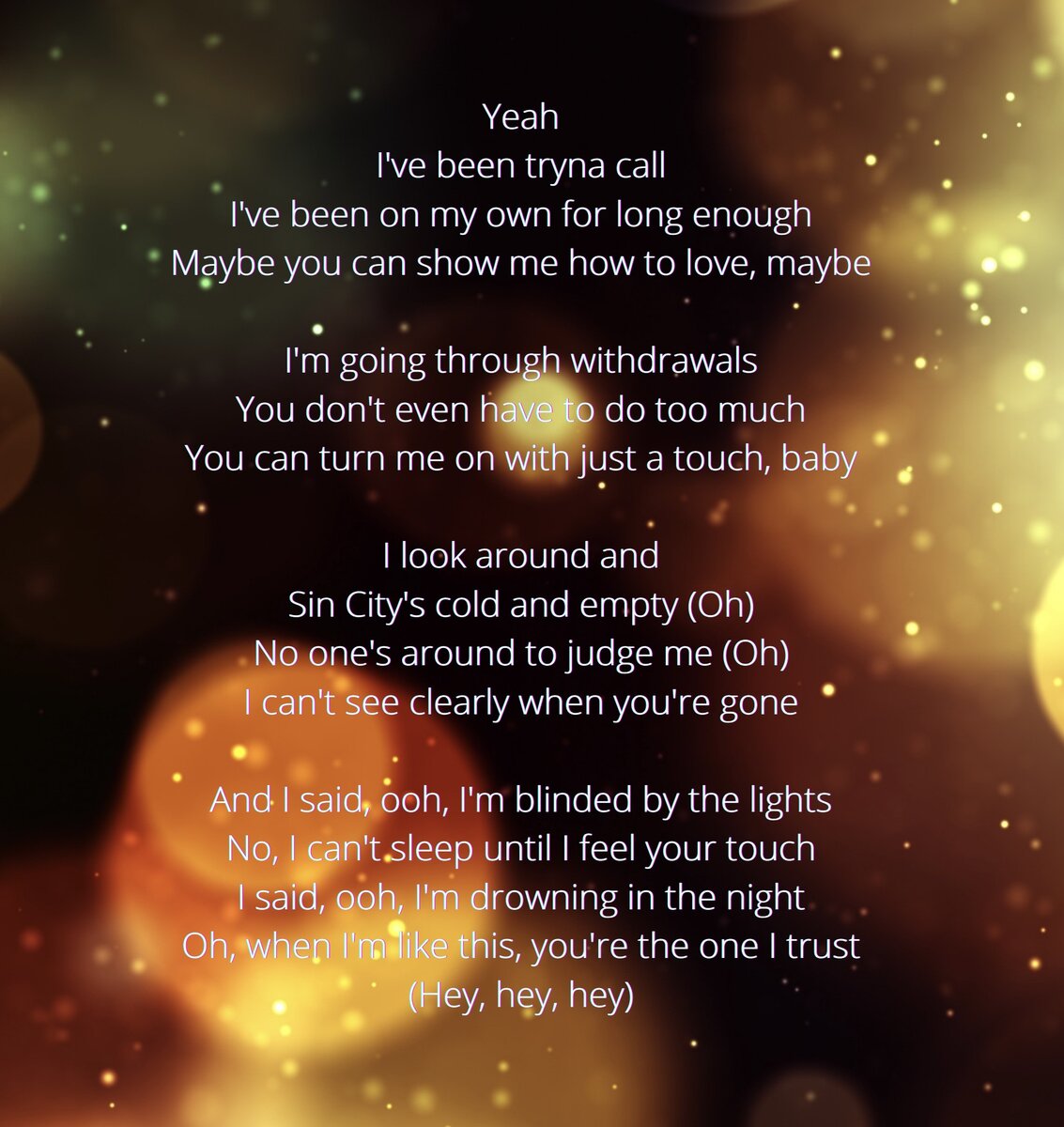 Полный текст песни Blinding Lights