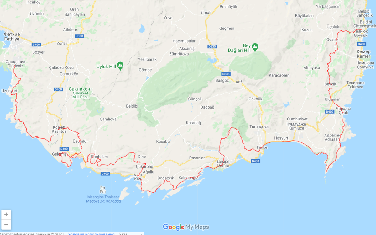 Гугл карты кемер. Ликийская тропа карта. Ликийская тропа на карте Турции из Кемера