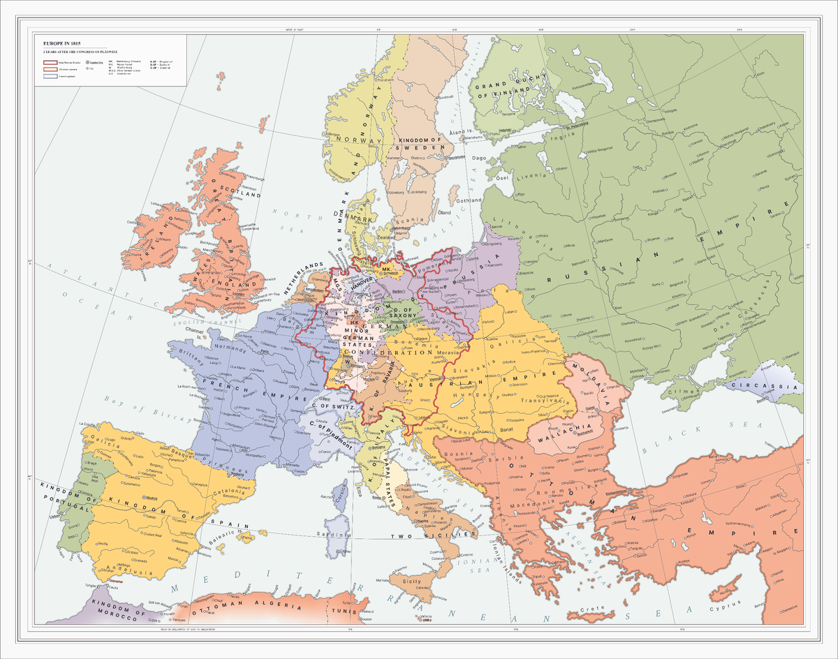 карта Европы после Пласвицкого мира.