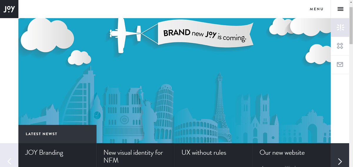 Сайт польского креативного агенства Joy Intermedia – яркий типичным пример плоского дизайна  