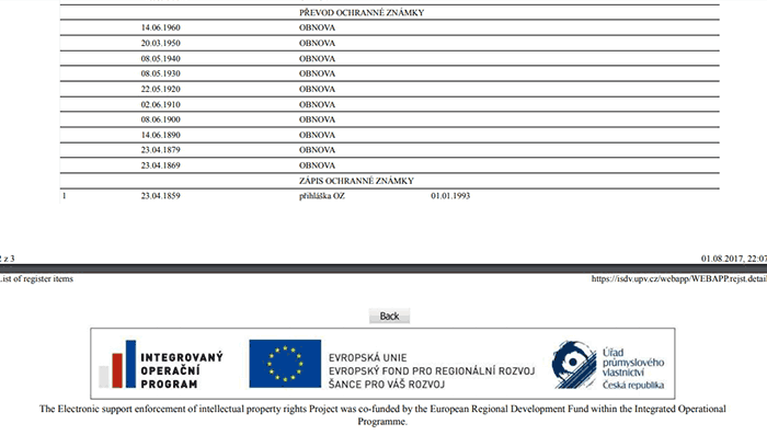 Рис.6. Запись о регистрации марки Pilsner от 1859 года.