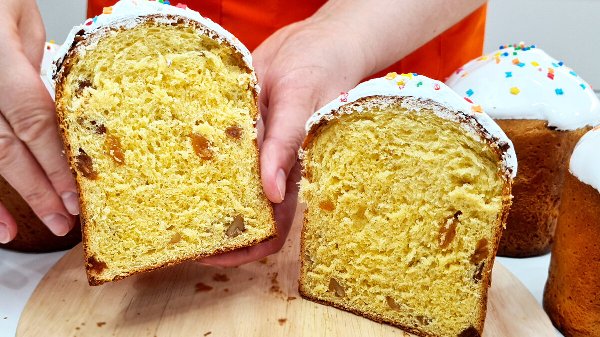 Так выглядит готовый кулич пасхальный в разрезе. Правда же соблазняет своим видом?