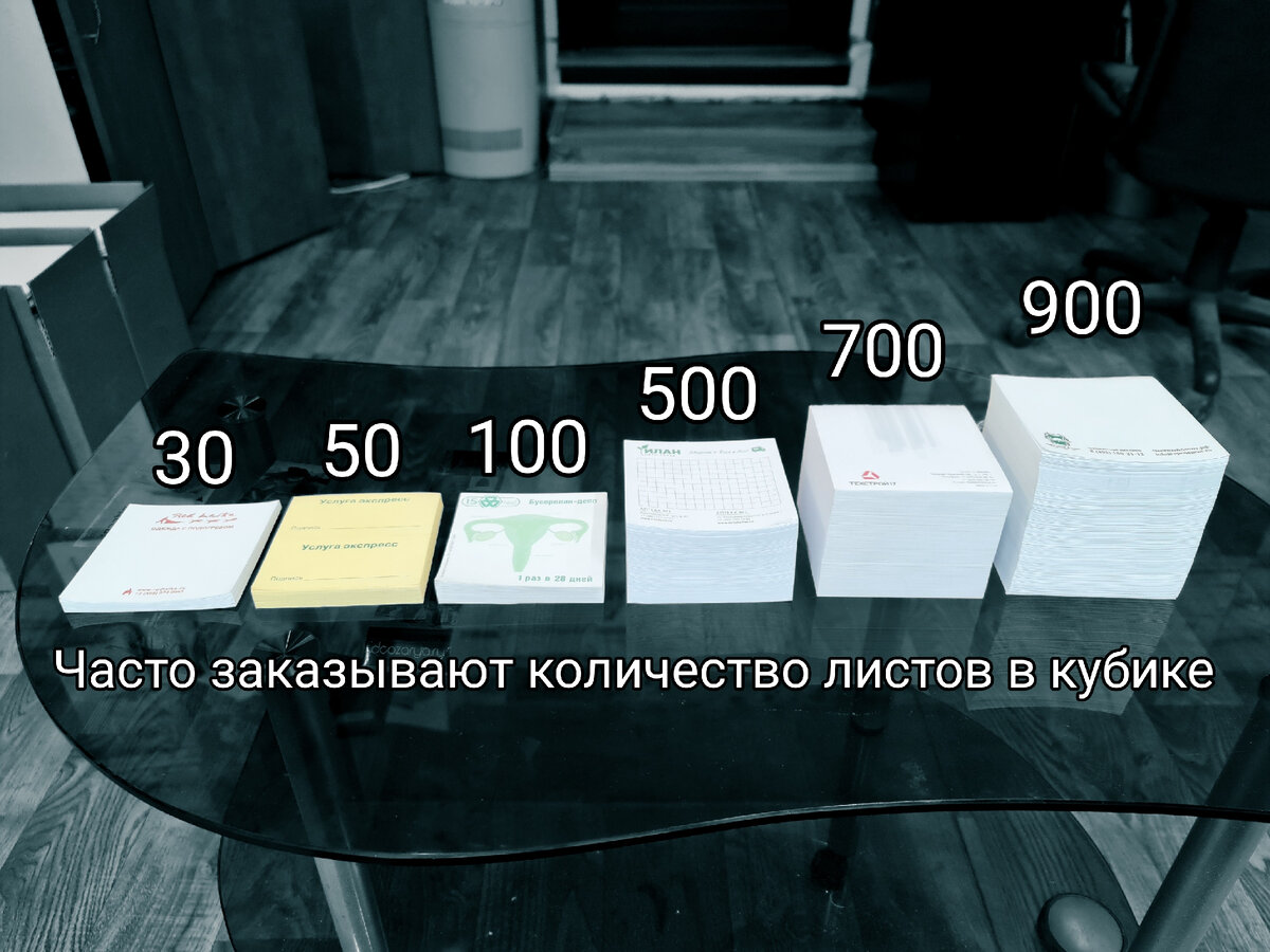 Количество листов в кубике