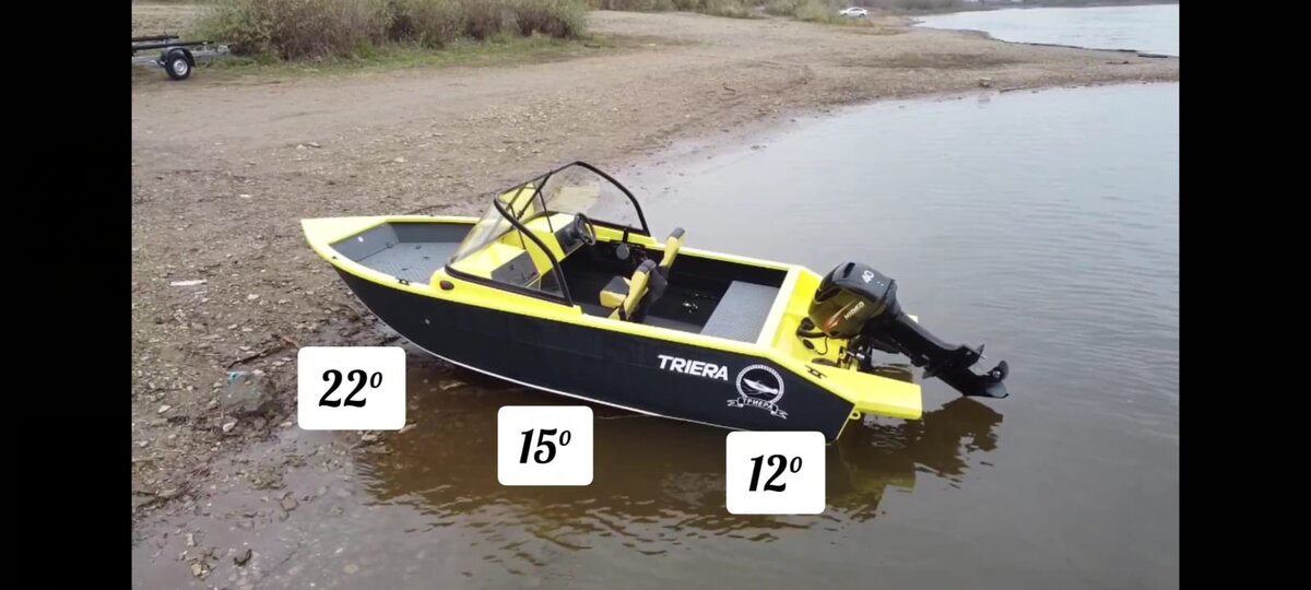 Переменная килеватость лодки от 1 шпангоута до транца.