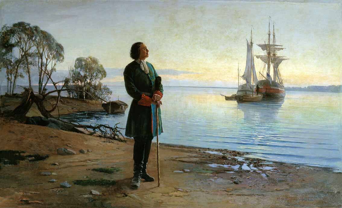 Картина «Здесь будет город заложен». Художник Николай Добровольский. Фоторепродукция из открытых источников.