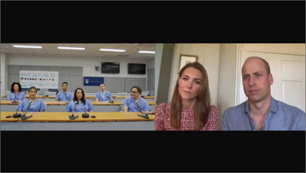 Кадр из видеоконференции герцогов Кембриджских с сотрудниками Surrey Memorial Hospital на YouTube-канале королевской семьи (https://youtube.com/watch?v=y-UvLl5ZOAQ)