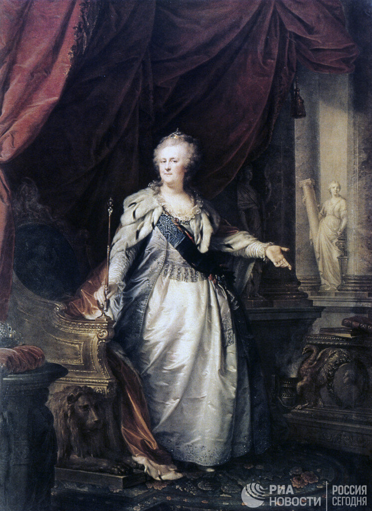 Парадный портрет императрицы Екатерины II работы художника Иоганна Баптиста Лампи Старшего.