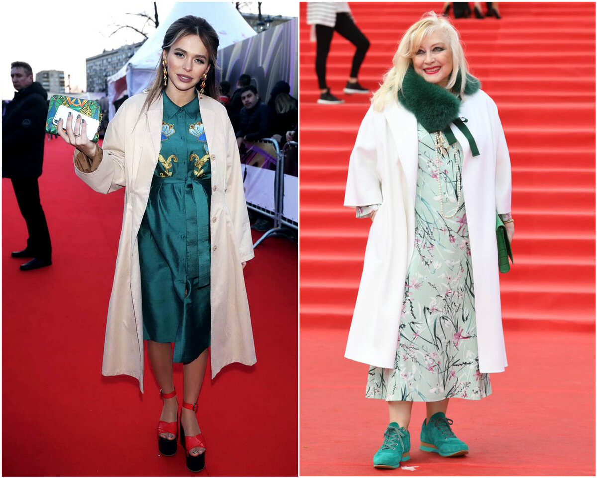 Анна Хилькевич и Ирина Мирошниченко на красной дорожке Московского Международного кинофестиваля. Коллаж канала. Фото из открытого источника