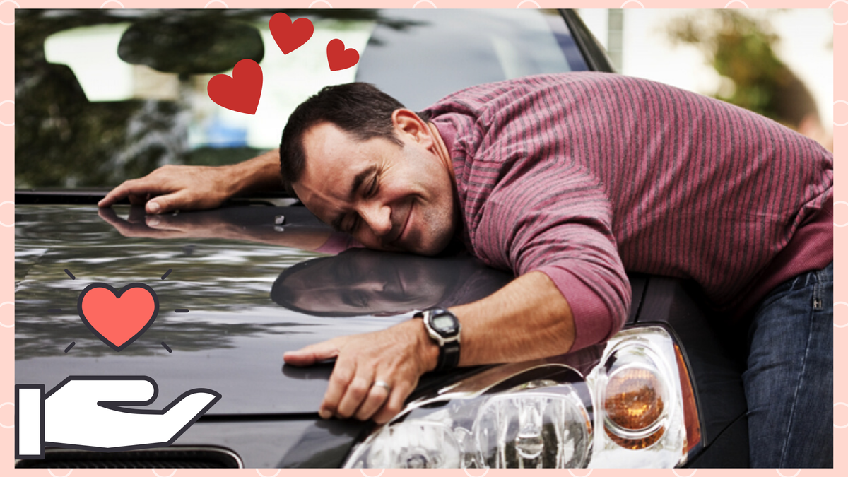 Отредактировала картинку из интернета, которая отражает состояние моего мужа после покупки машины.