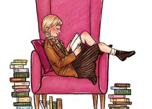 Читает книгу иллюстрация. Чтение книг конспектирование рисунок. Girl with books drawing.