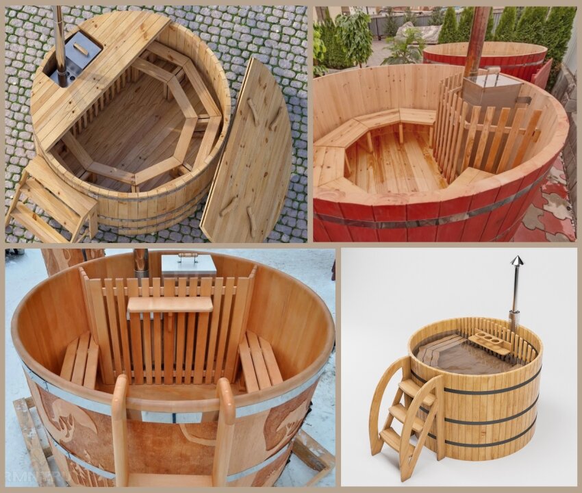 Вот так выглядят бочки для водных процедур в японской бане. В России такие конструкции называют просто купели для бани.