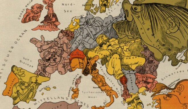 Европа перед Первой мировой войной.Карикатура(Яндекс Картинки\твиттер.ком).