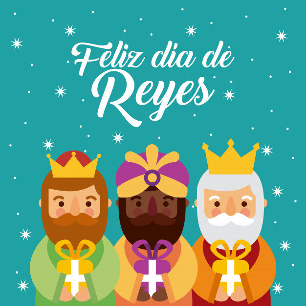 Праздник Трех Королей-магов. Источник фото: https://www.freepik.es/vector-premium/feliz-dia-reyes-tres-reyes-magos-traen-regalos-jesus_1959142.htm