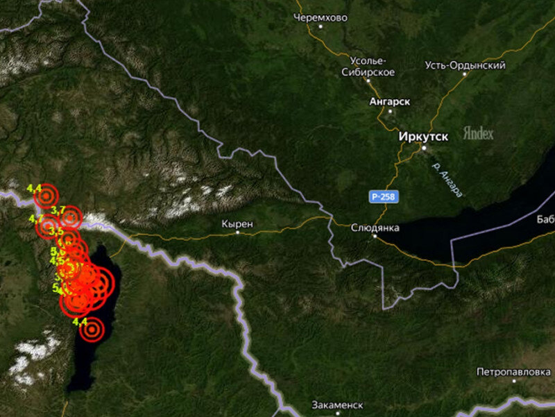 Карта землетрясение в иркутске