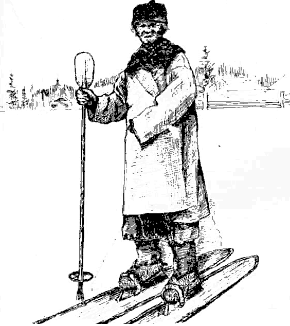 Древнерусский человек на лыжах