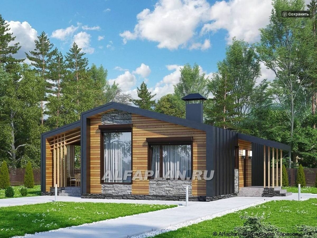 Проект одноэтажного дома 1022А «Каппа»,  © Владимир Тарасов