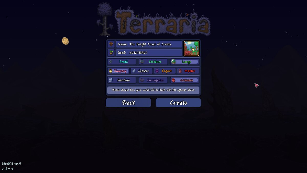 В Террарии присутствуют 4 вида сложности для игрового мира и ровно столько же для персонажа.