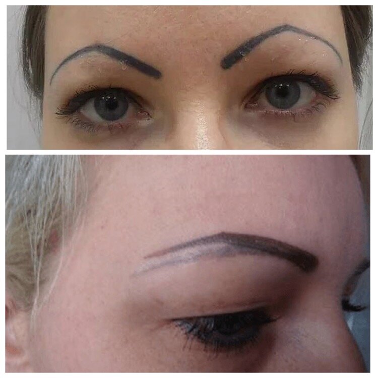 Коллаж автора. Фото из свободных источников. Неудачный татуаж