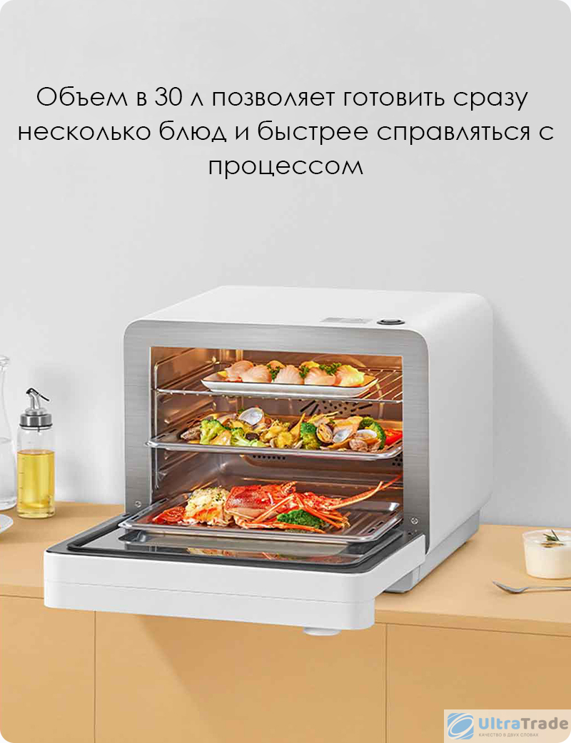 Конвекционная печь с трехмерным нагревом Xiaomi Mijia Smart Steaming Oven  White 30L (MZKD01ACM-MZ01) | UltraTrade.ru | Дзен