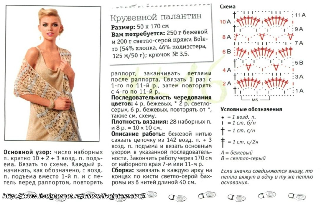 Вязание палантина бесплатно схемы