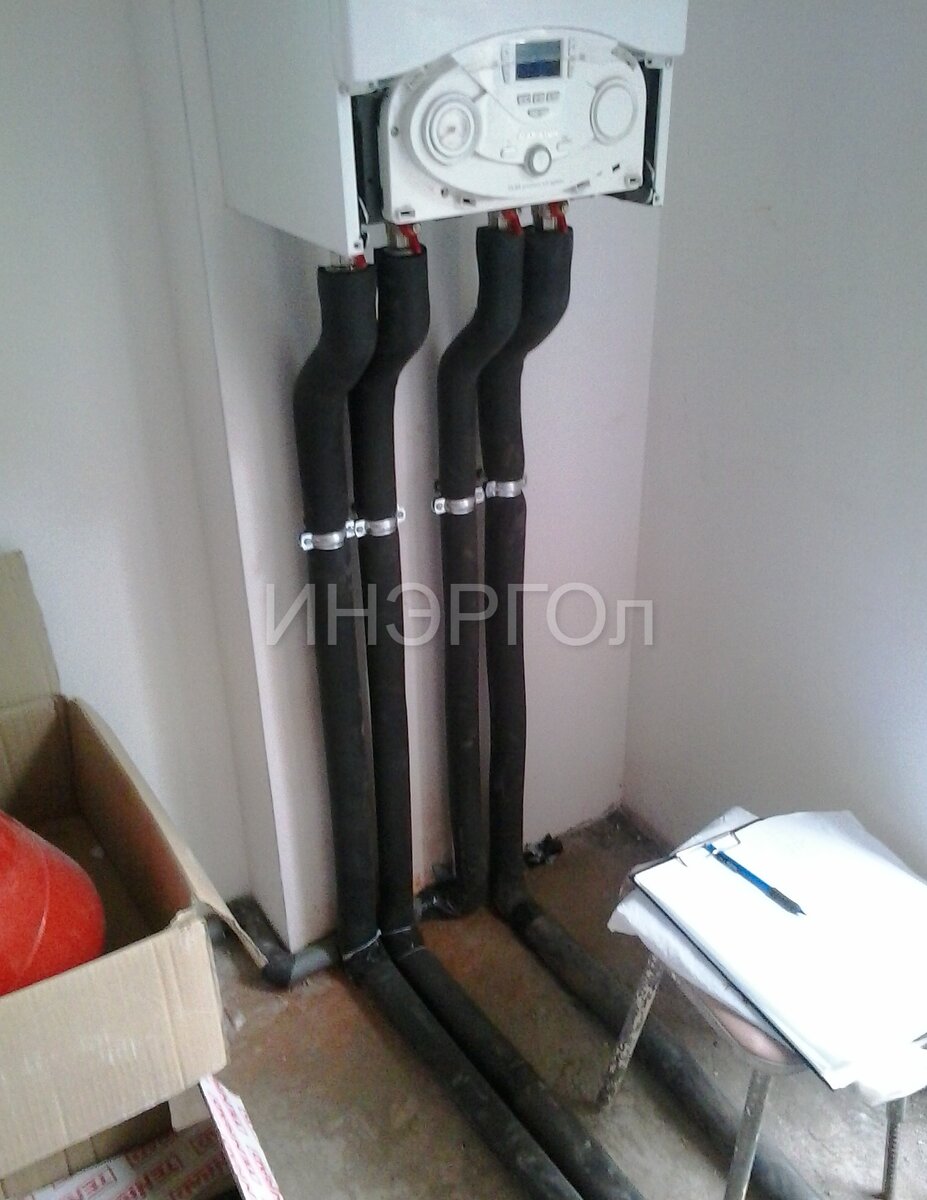 Монтаж настенного котла.