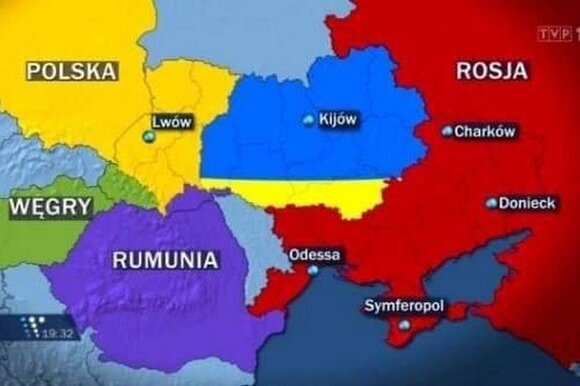 Из карты видно, что Украина лишается выхода к морю (к одному она уже лишилась - к Азовскому). Не забыли европейцы и про себя: Поляки себе хотят западную часть, Румыны юго-западную.