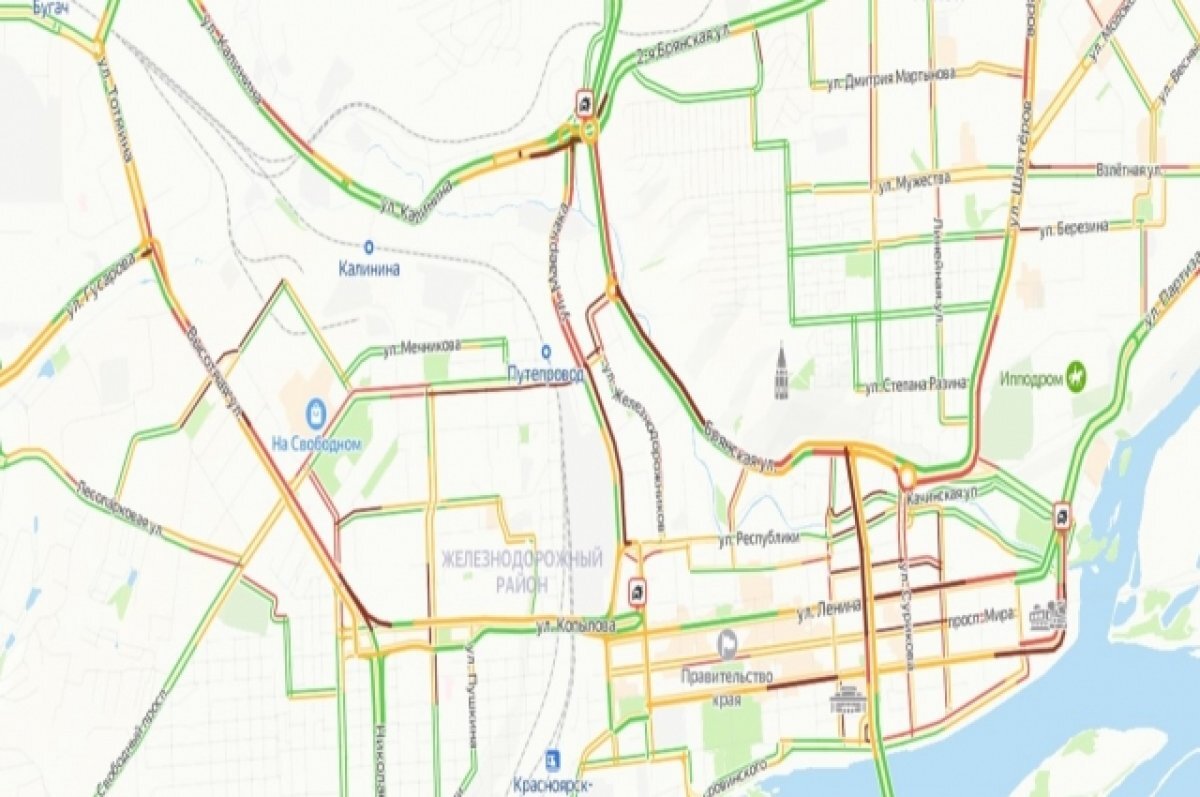    Красноярск сковали вечерние 9-балльные пробки.