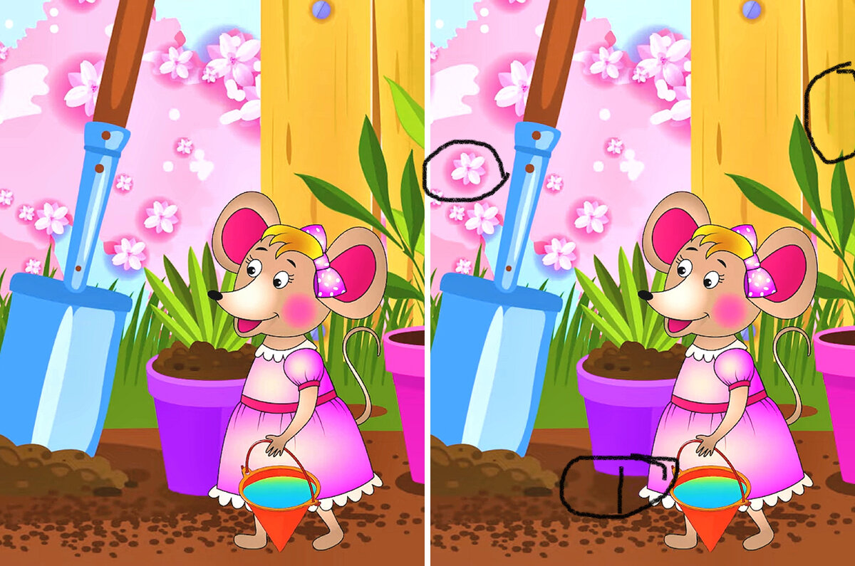 На картинке с изображением мышки спрятались 3 отличия. Попробуйте их ?? ...