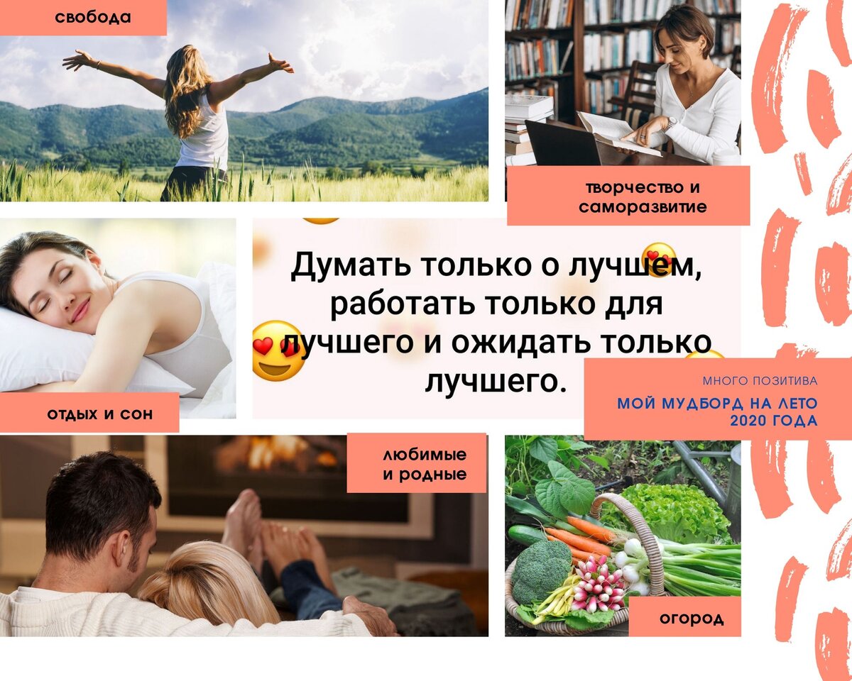 Мудборд "Мое лето". Выполнен в Canva.