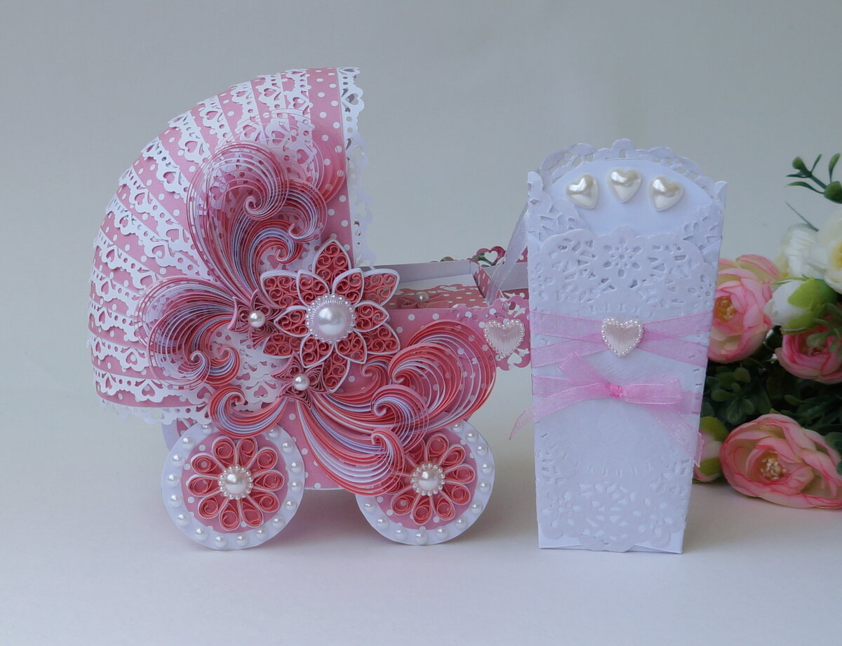 Открытка-коляска в технике квиллинг 2020 год