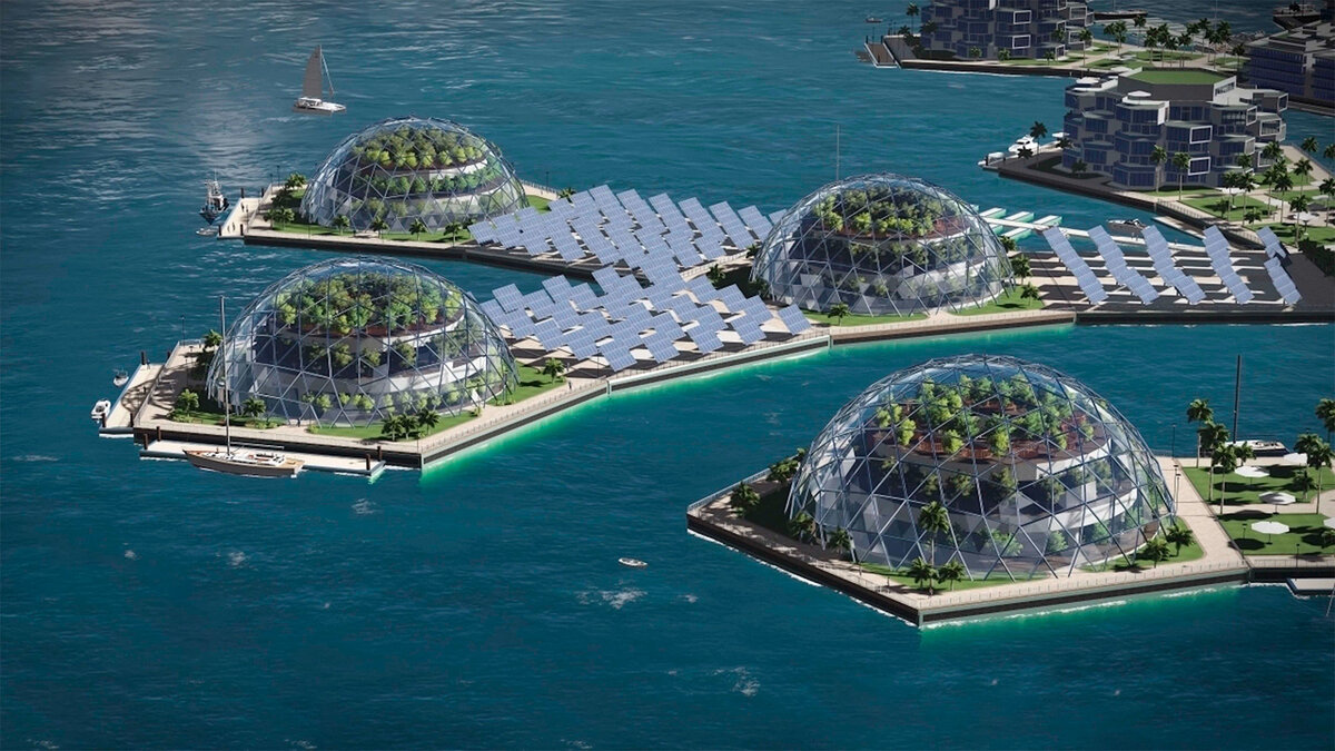 Строительство города на воде. Плавучий город Floating City. Плавучий город-государство, французская Полинезия. Экогород Донгтан. Плавучий остров, французская Полинезия.