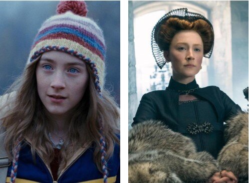 Сирша Ронан, кадры из фильмов 2009 и 2018 года. Фото marieclaire, скрин автора