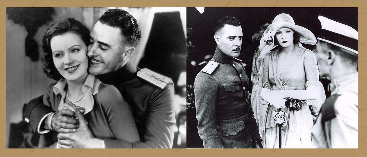 Кадры из фильма "Любовь" (1927 г.). В роли Анны Карениной - Грета Гарбо, в роли Вронского - Джон Гилберт